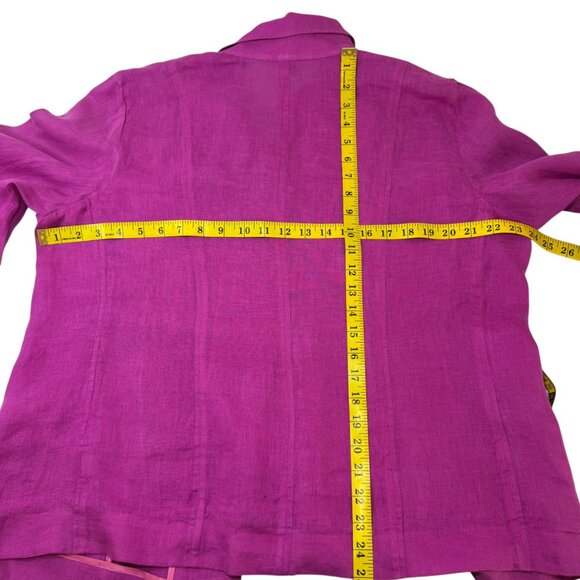 Ellen Tracy 100% Linen Button Front Blouse Magenta Pink Size 16 | Lightweight - Picture 9 of 9
